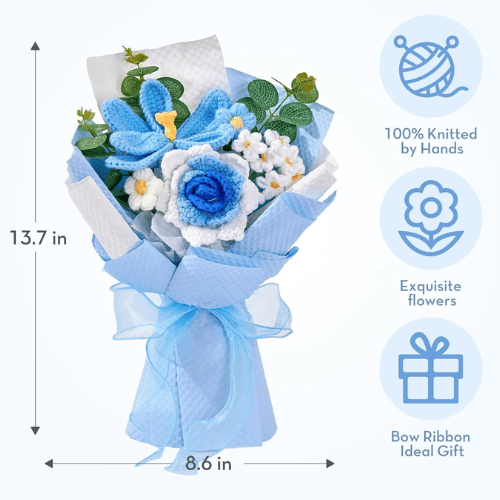 Handmade Crochet Tulip Bouquet – Hand-Knitted Everlasting Flowers