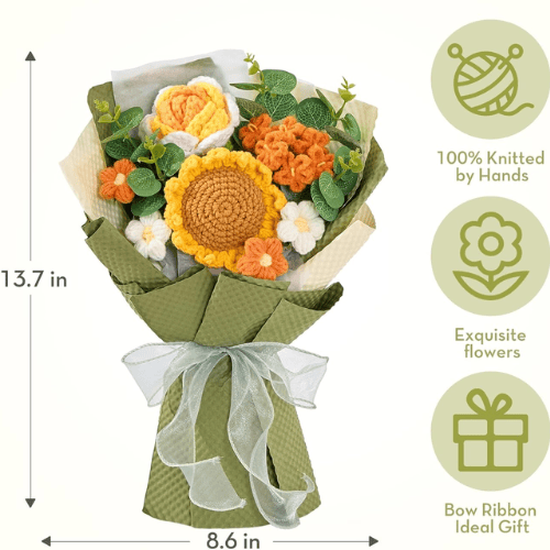 Handmade Crochet Tulip Bouquet – Hand-Knitted Everlasting Flowers