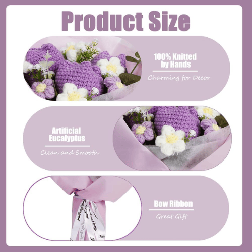 Handmade Crochet Sunflower & Tulip Bouquet – Artisan Knitted Floral Arrangement