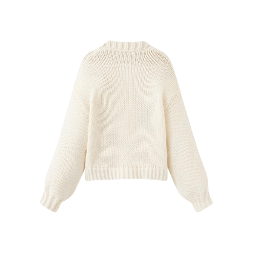 Women’s "Berry Sweet" Embroidered Cardigan – Kawaii V-Neck Chunky Knit
