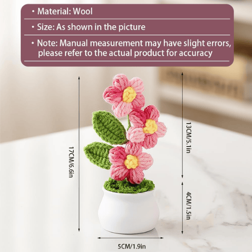 Handmade "Puff Bloom" Crochet Potted Plant – Gradient Colorful Knitted Flower