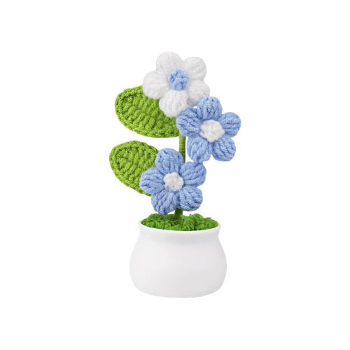Handmade "Puff Bloom" Crochet Potted Plant – Gradient Colorful Knitted Flower