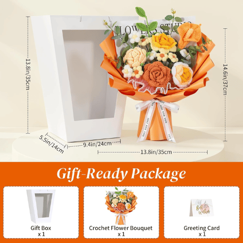 Handcrafted Crochet Flower Bouquet Set – Premade Knitted Yarn Floral Arrangement
