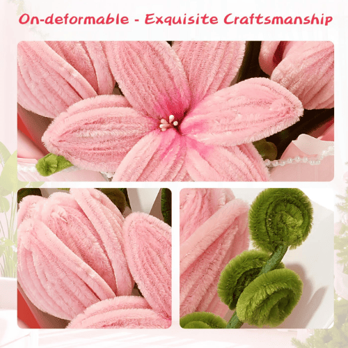 Handmade Pipe Cleaner & Crochet Flower Bouquet Set – Plush Floral Arrangement