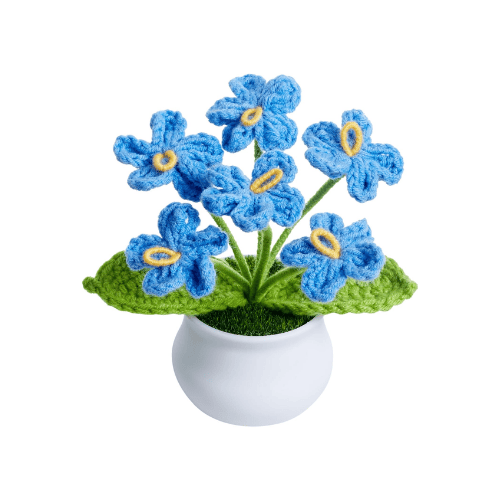 Handcrafted Mini Crochet Potted Flower Accent – Everlasting Handmade Knitted Desk Plant