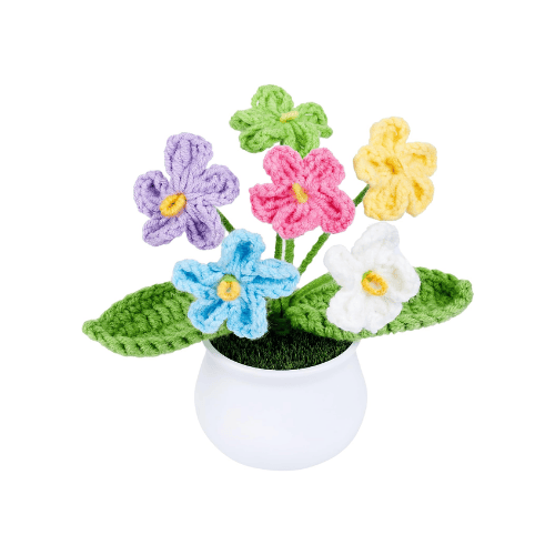 Handcrafted Mini Crochet Potted Flower Accent – Everlasting Handmade Knitted Desk Plant