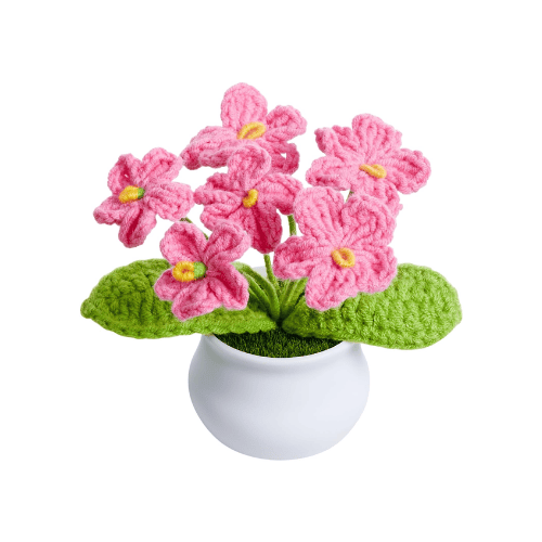Handcrafted Mini Crochet Potted Flower Accent – Everlasting Handmade Knitted Desk Plant