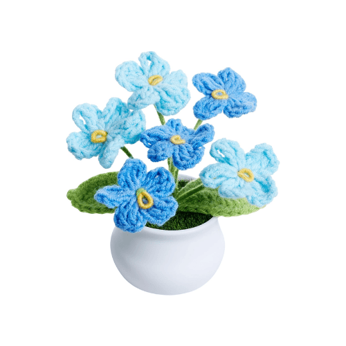 Handcrafted Mini Crochet Potted Flower Accent – Everlasting Handmade Knitted Desk Plant