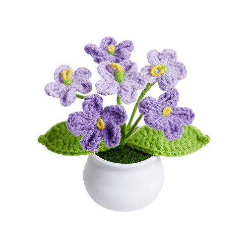 Handcrafted Mini Crochet Potted Flower Accent – Everlasting Handmade Knitted Desk Plant
